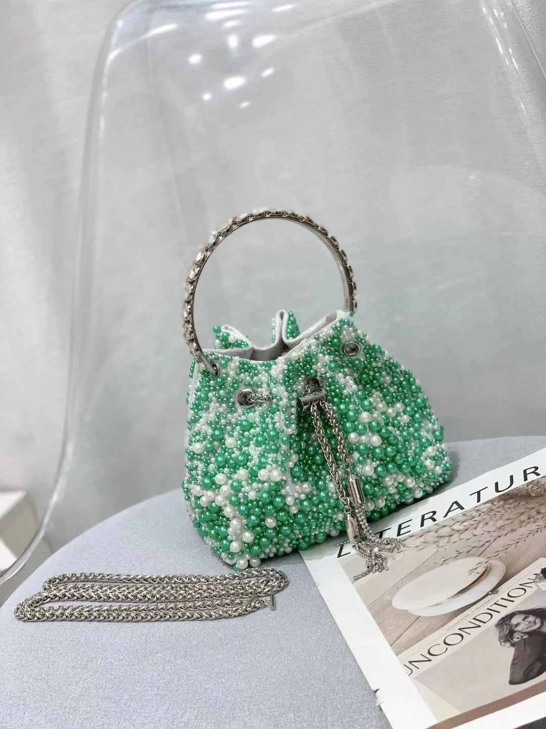 Luxury Designer Colorful Stones Evening Clutch Bag