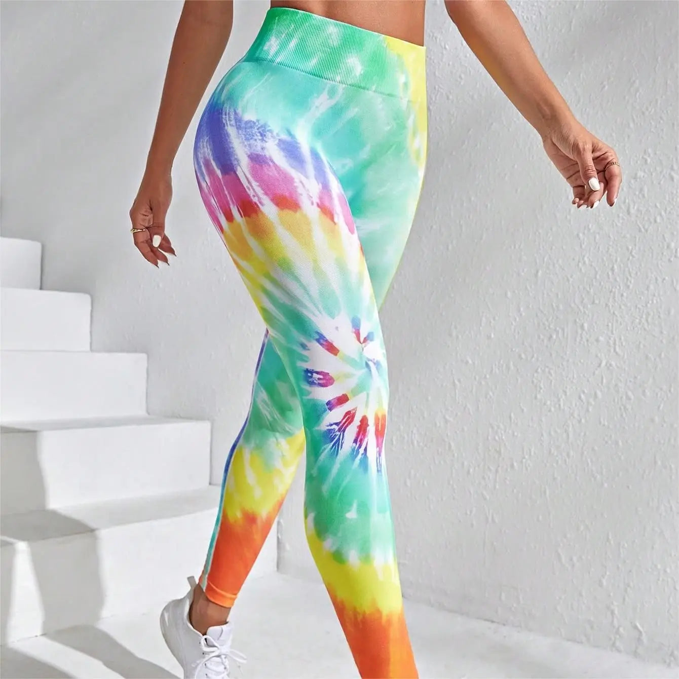 3D Print Tie Dye Sports Seamless  Leggings