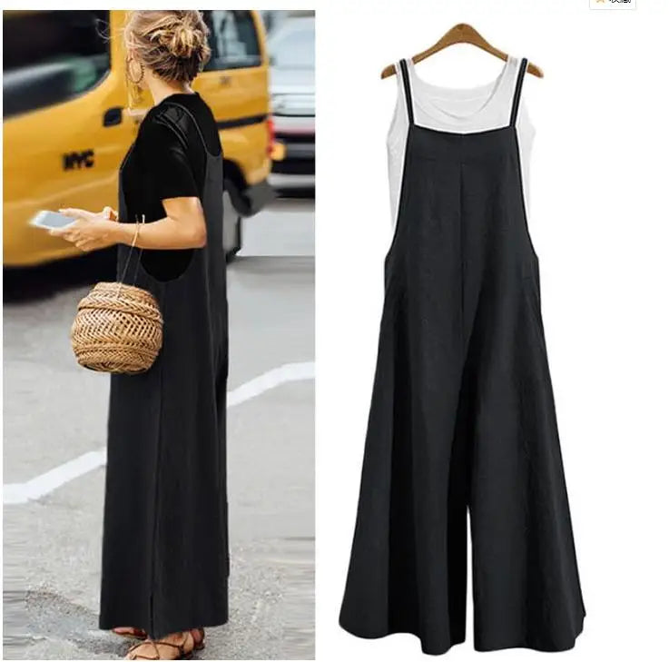 Women Solid Color Straps Jumpsuit