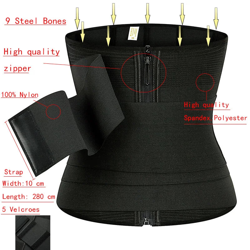 9 Steel Bones Waist Trainer Body Shaper