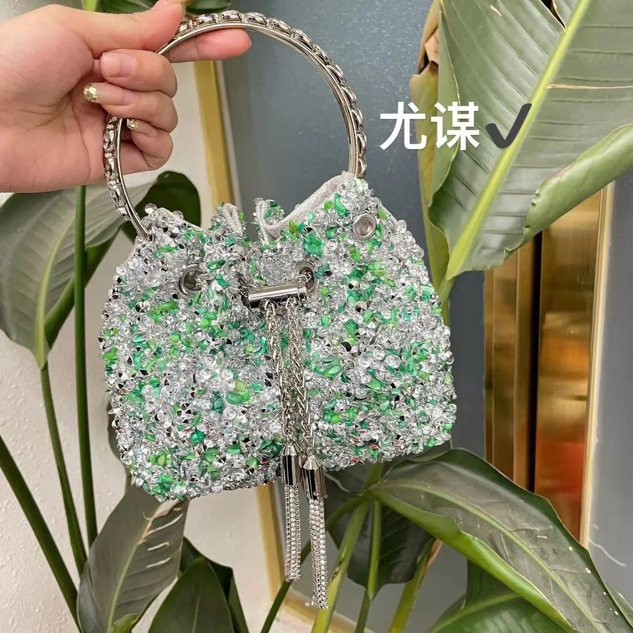 Luxury Designer Colorful Stones Evening Clutch Bag