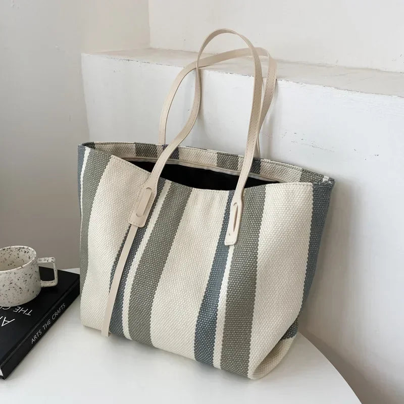 Stripe Designer Shoulder Crossbody Shopper Bag