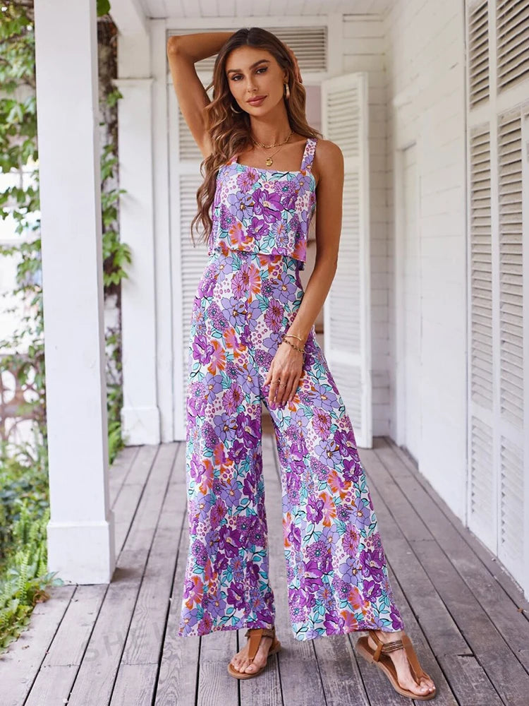 Floral Print Light Weight Jumpsuit