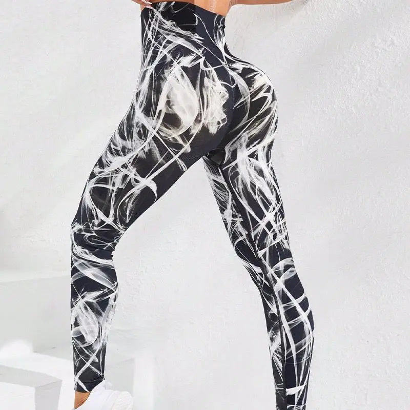 3D Print Tie Dye Sports Seamless  Leggings