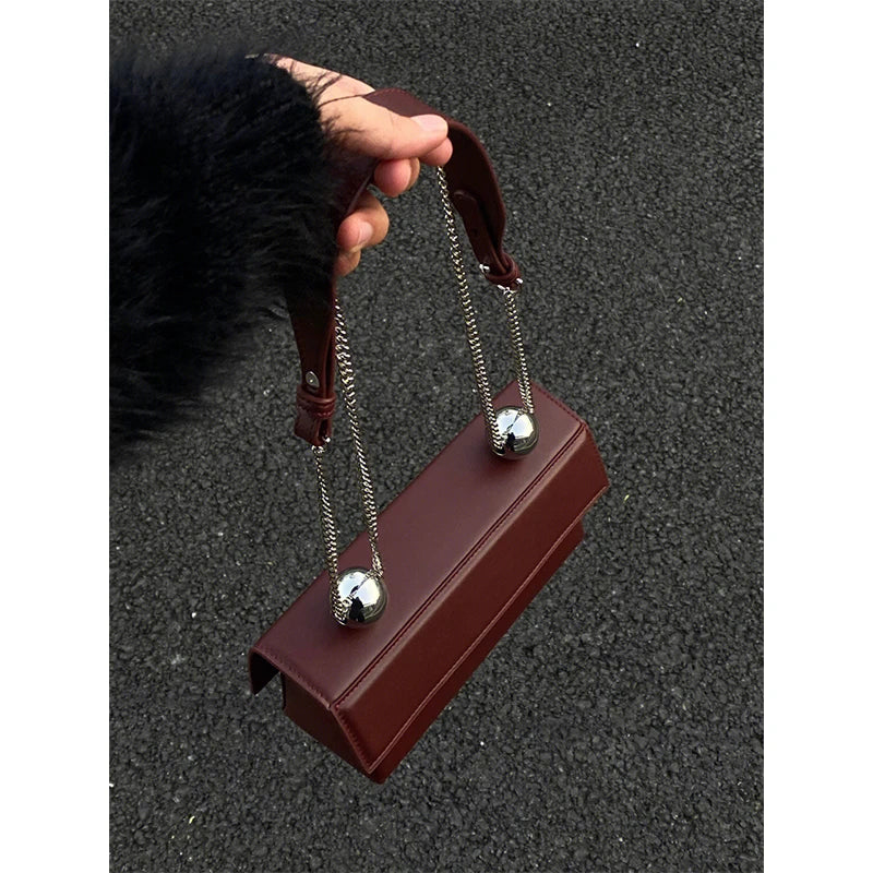 Genuine Leather Burgundy Bridal Wedding Bag