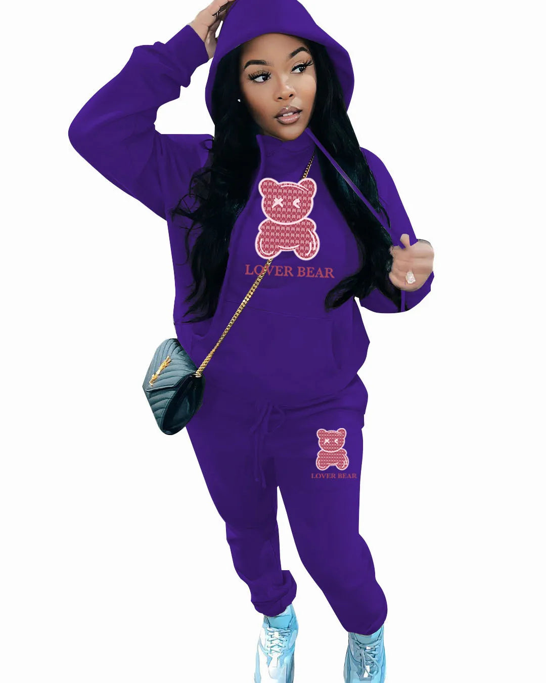 Lovely Bear Letter Print Kangaroo Pocket Tracksuit