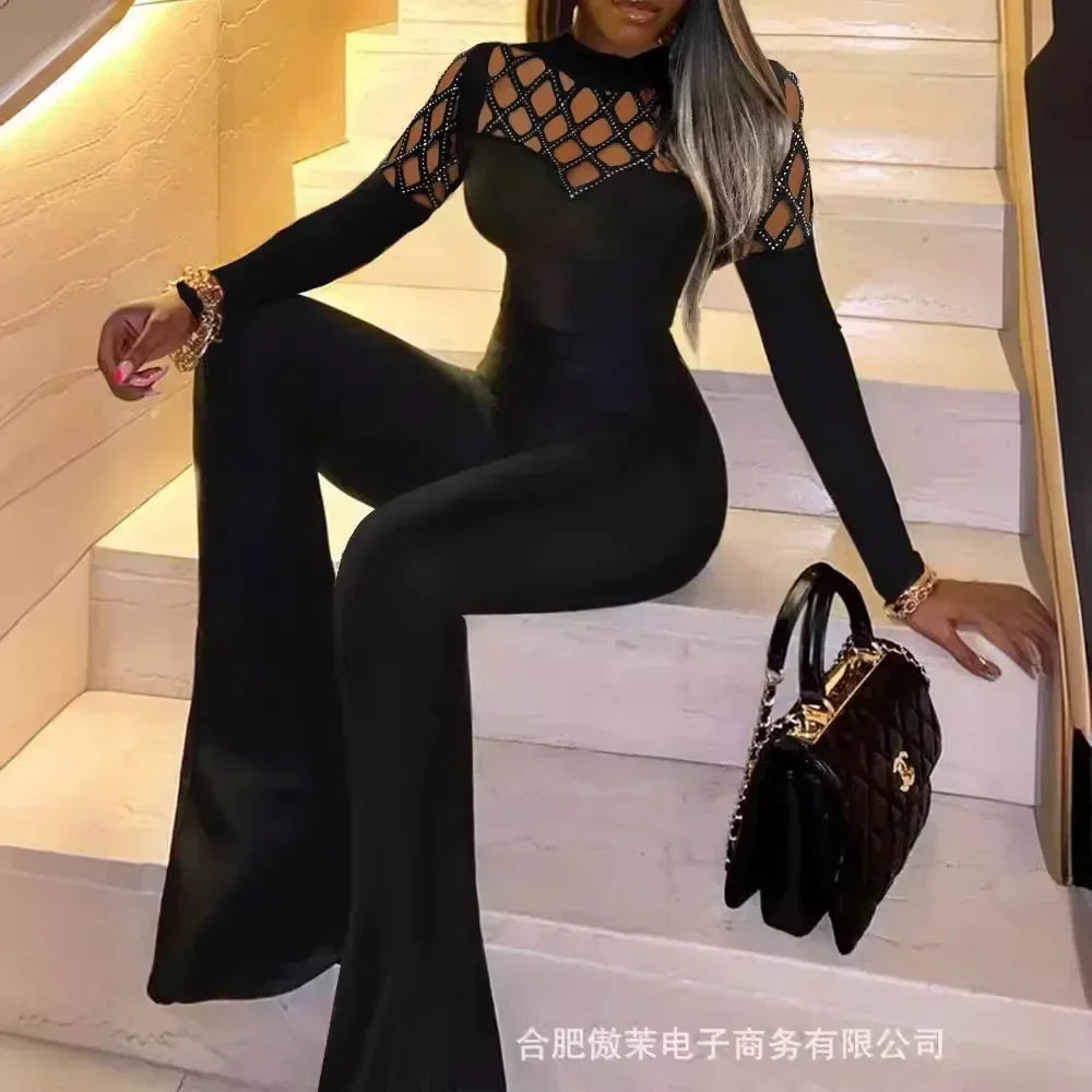 Women's Clothing Grid Stitching Jumpsuit