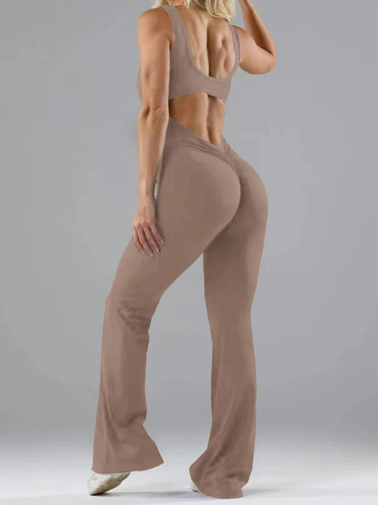Hollow Out Beauty Back Women Wide-leg Peach Butt Jumpsuits