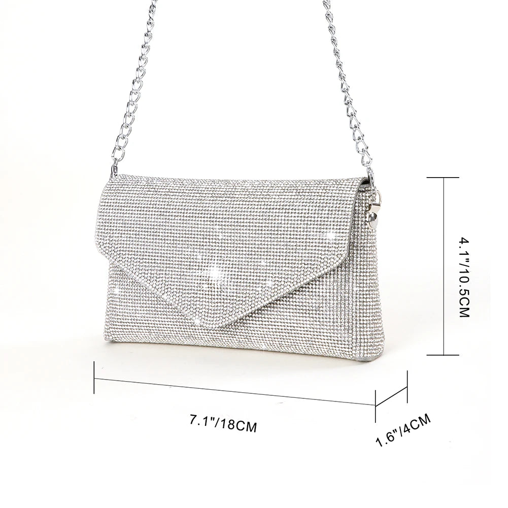 Rhinestone Women Shiny Evening Envelope Clutch Bag