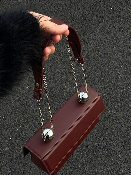 Genuine Leather Burgundy Bridal Wedding Bag