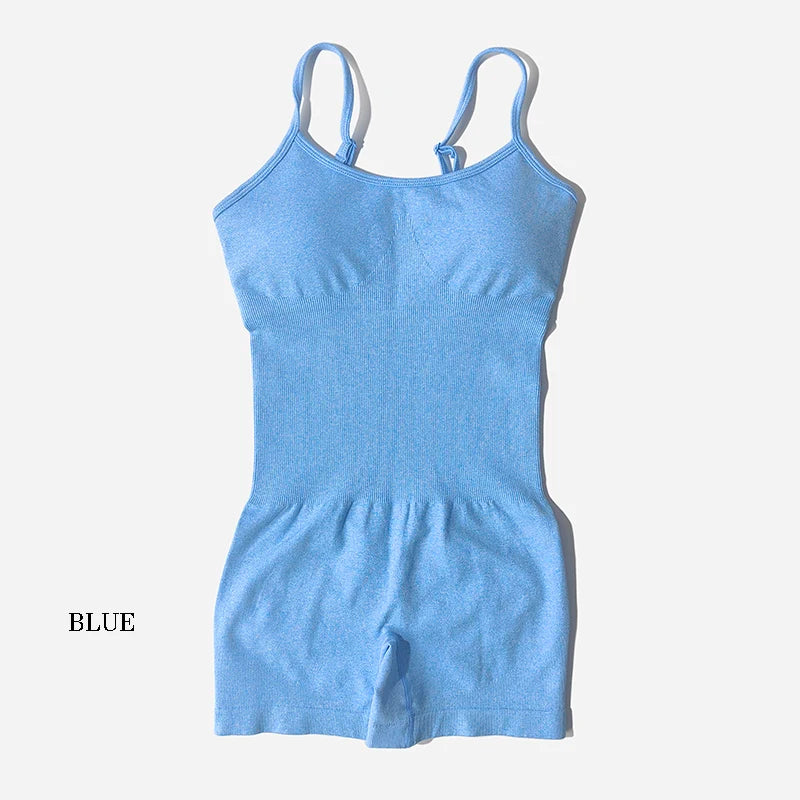 One Piece Strap Tummy Control Padded Sports Bra Workout JumpSuit