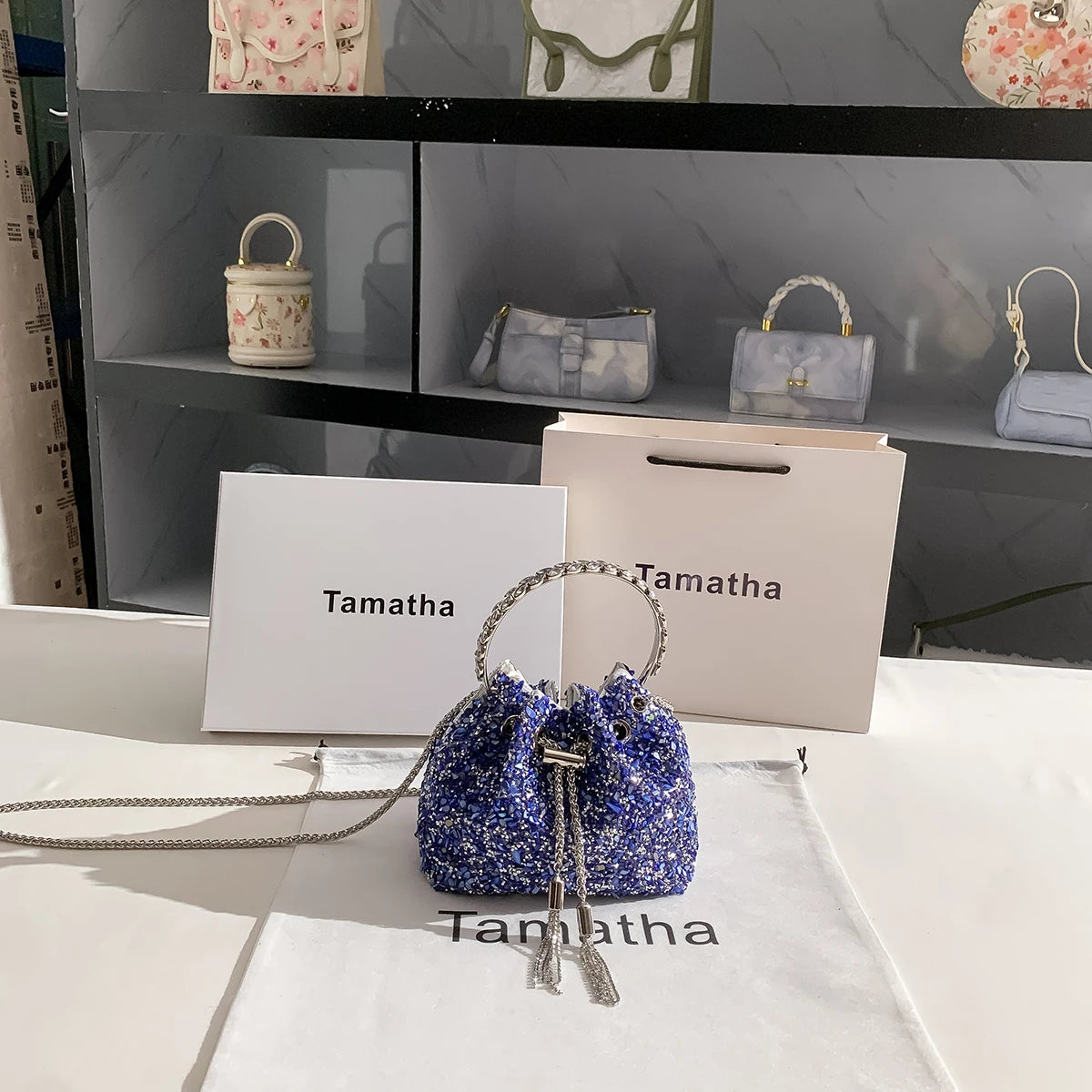 Luxury Designer Colorful Stones Evening Clutch Bag