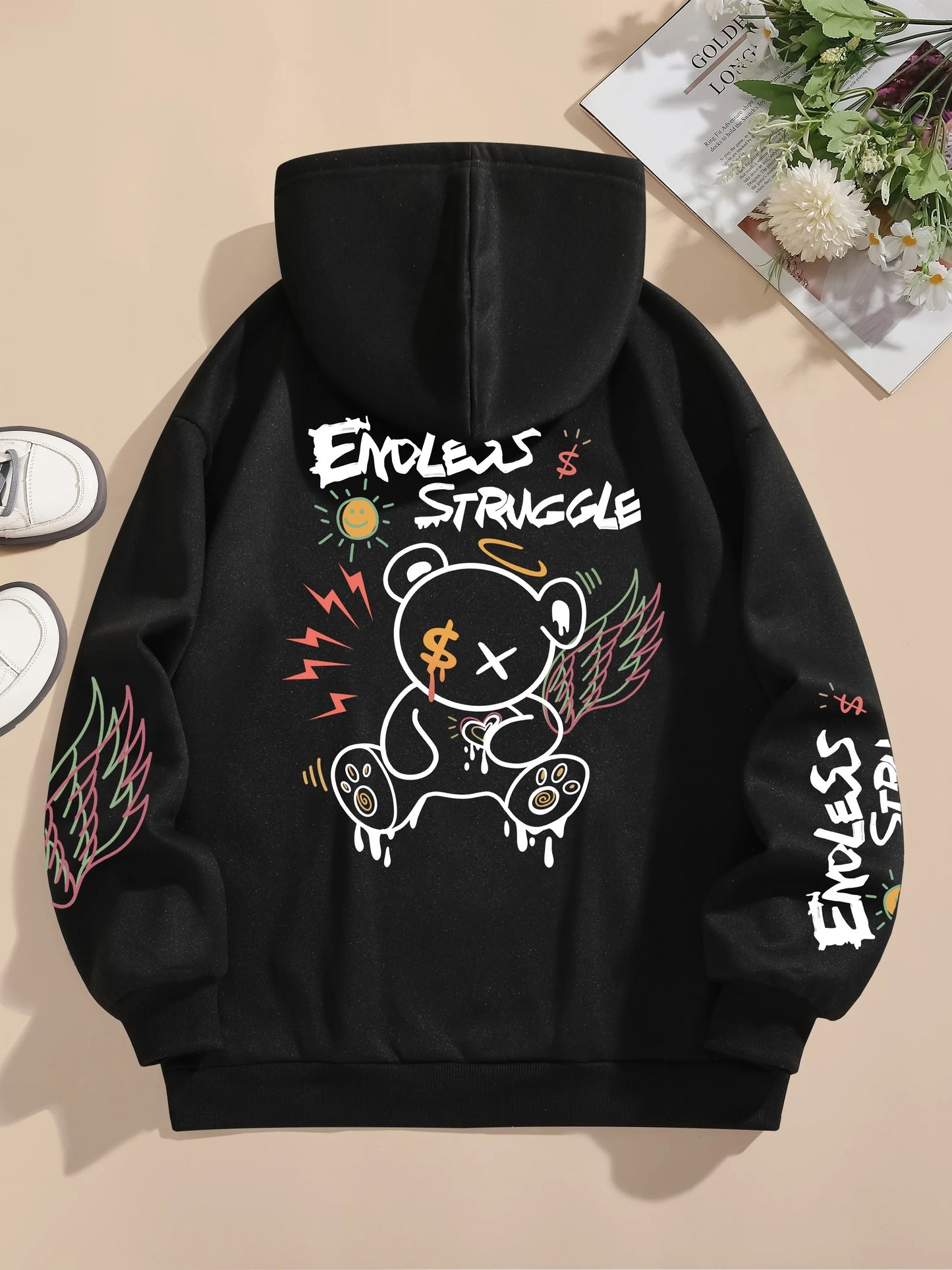 Endless Struggle Graffiti Bear Printed Hoodies