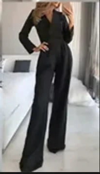 Long Sleeve Wide Leg Pants Elegant Romper Jumpsuits