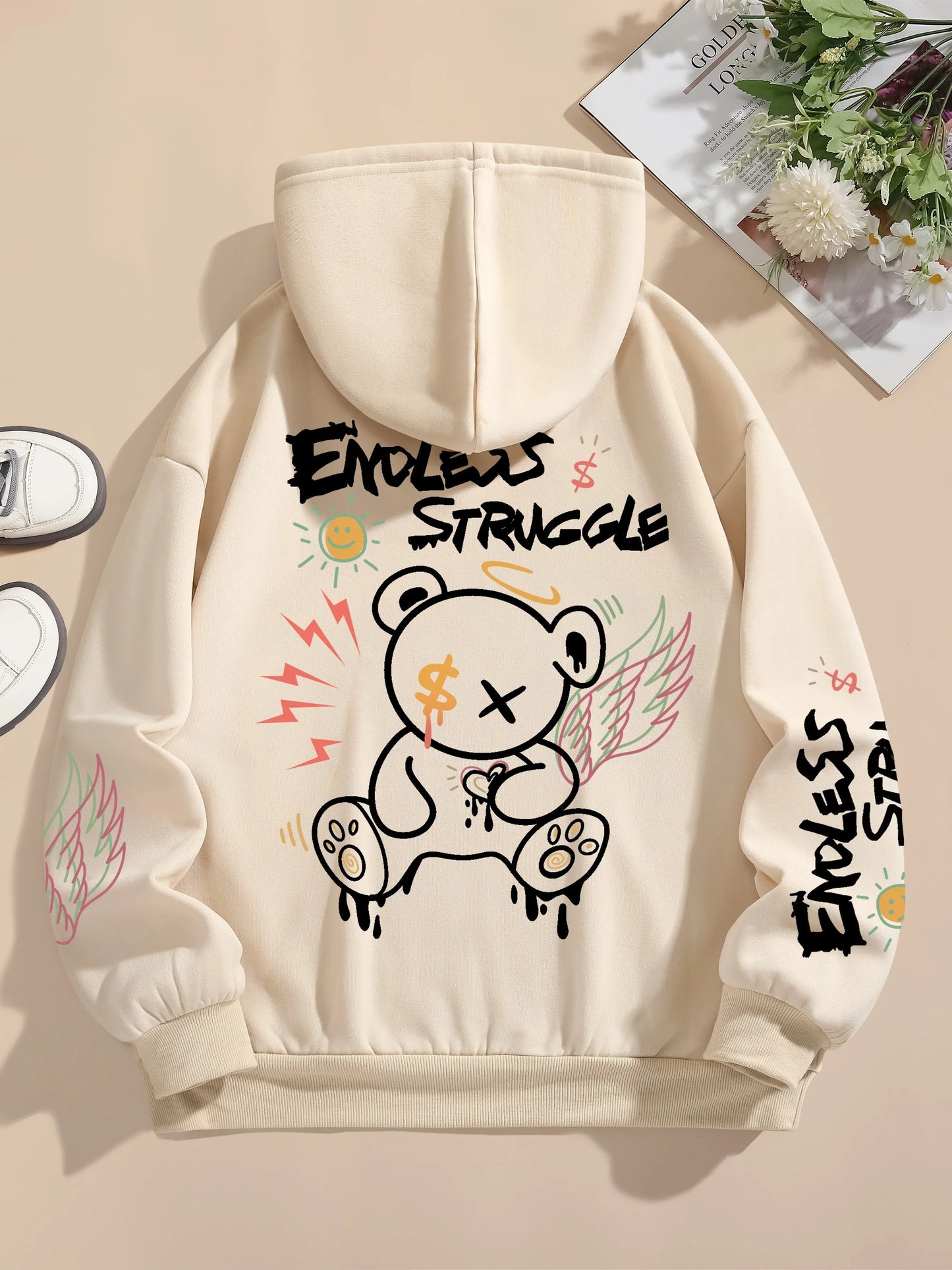 Endless Struggle Graffiti Bear Printed Hoodies