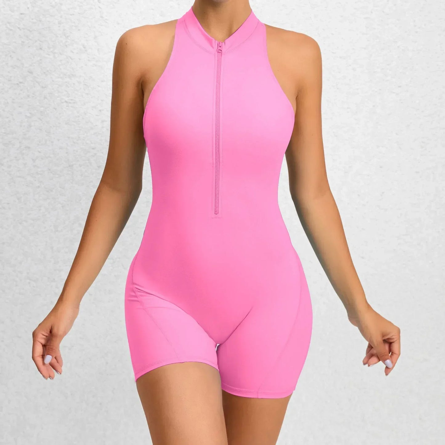ne Piece Gym Outfit Sleeveless Zipper Romper