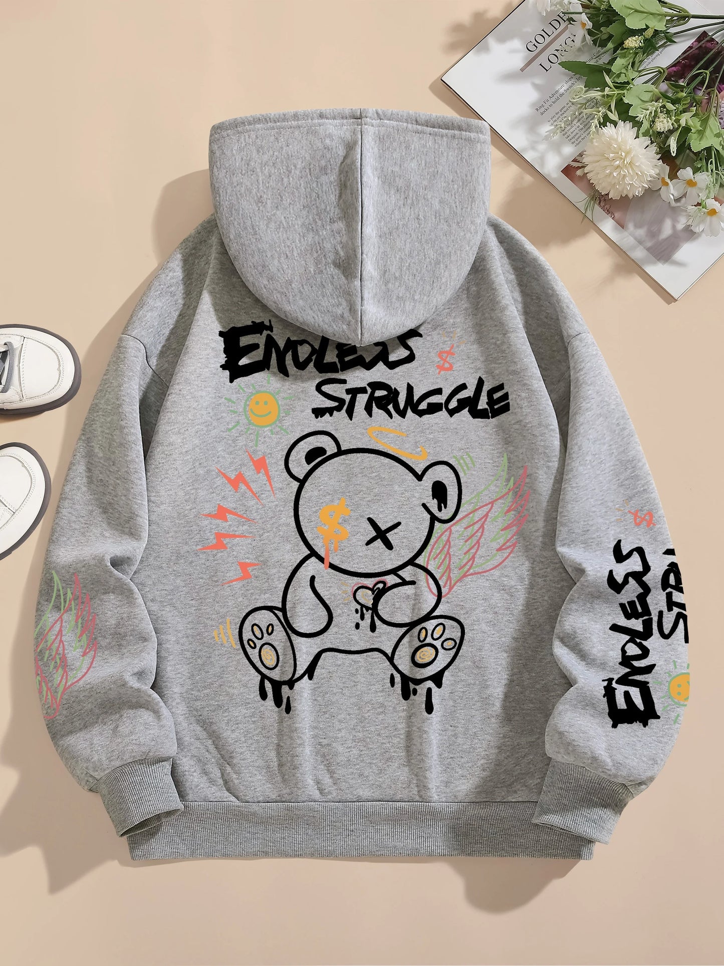Endless Struggle Graffiti Bear Printed Hoodies