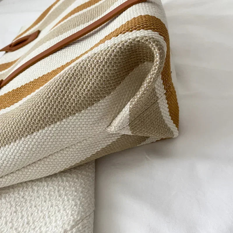 Stripe Designer Shoulder Crossbody Shopper Bag