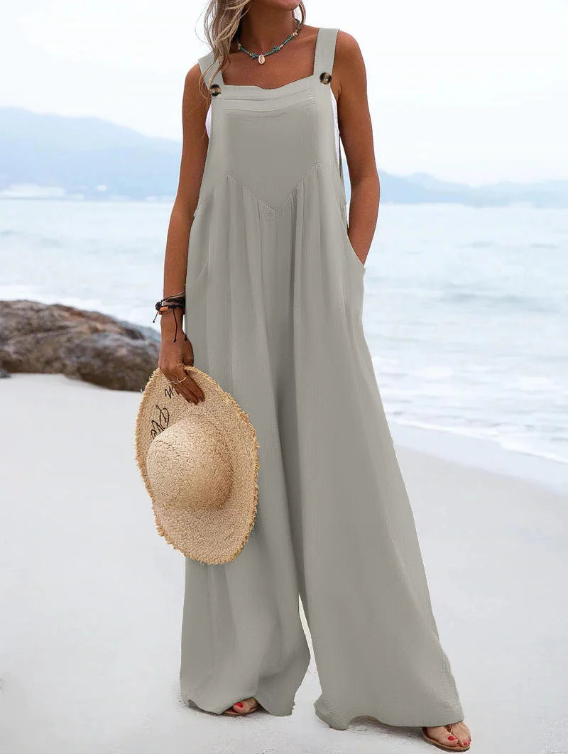 Solid Color Wide Leg Jumpsuit