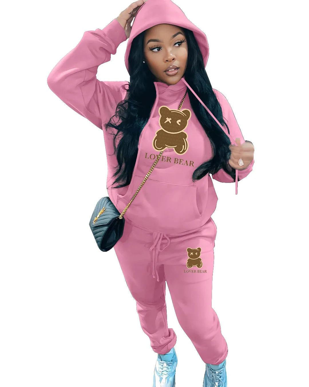 Lovely Bear Letter Print Kangaroo Pocket Tracksuit