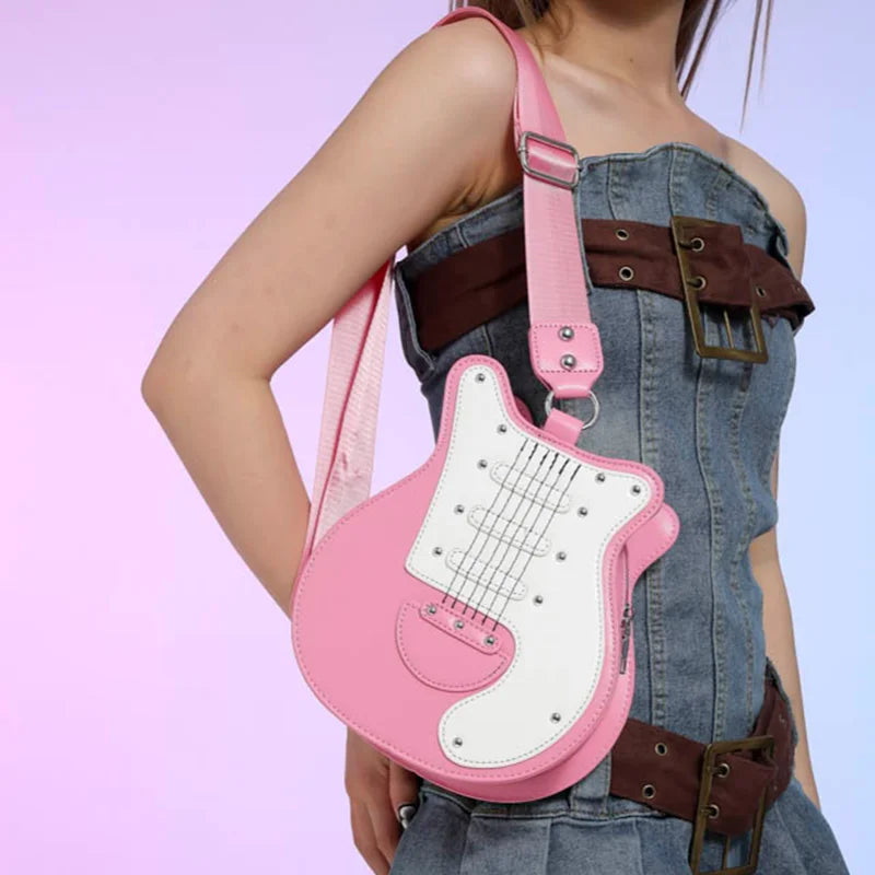 Luxury Designer Guitar Shaped Leather Crossbody Bag