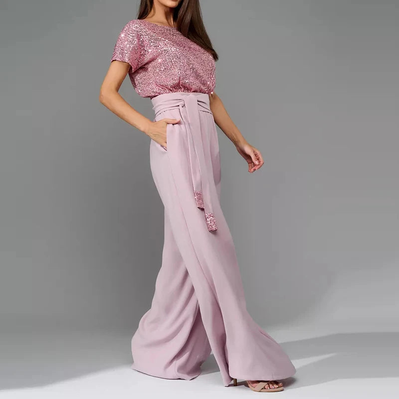 Sequin Patchwork Commuting Jumpsuit