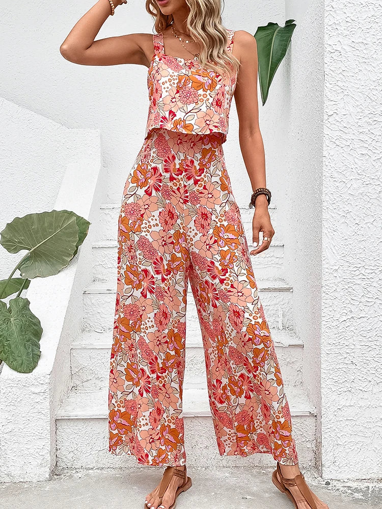 Floral Print Light Weight Jumpsuit